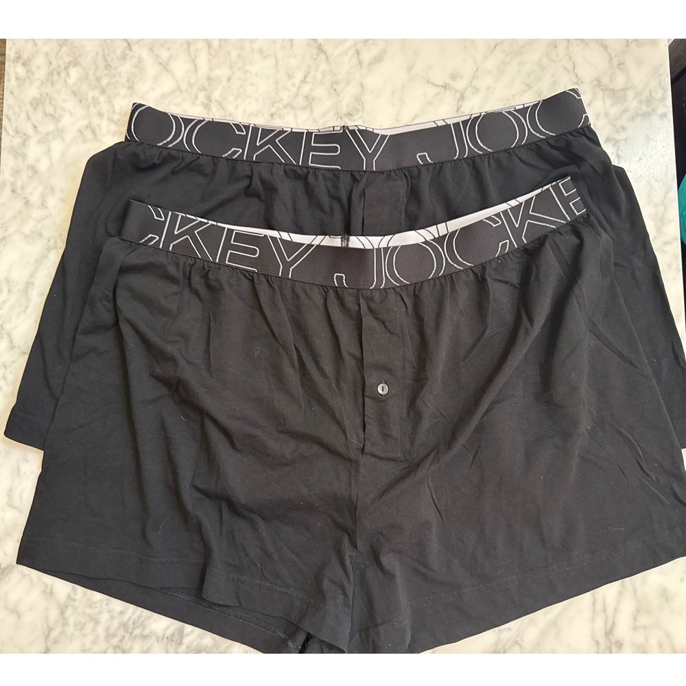 Jockey Mens Active Blend Knit Boxer Black XL 40-42 Button Fly Underwear